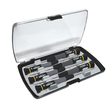 Urrea ESD Bimaterial Precision Screwdrivers set of 6 pieces (slotted type). 9501BG